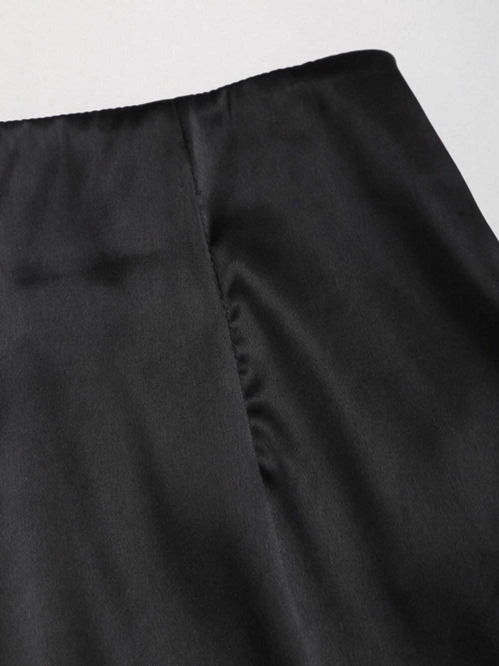 Black Casual Women's Elegant Satin Lace Detail Skirt - Picture 4 of 4